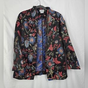 Regalia Metallic Embroidered Artsy Boho Floral Classy Overcoat Women's sz 10